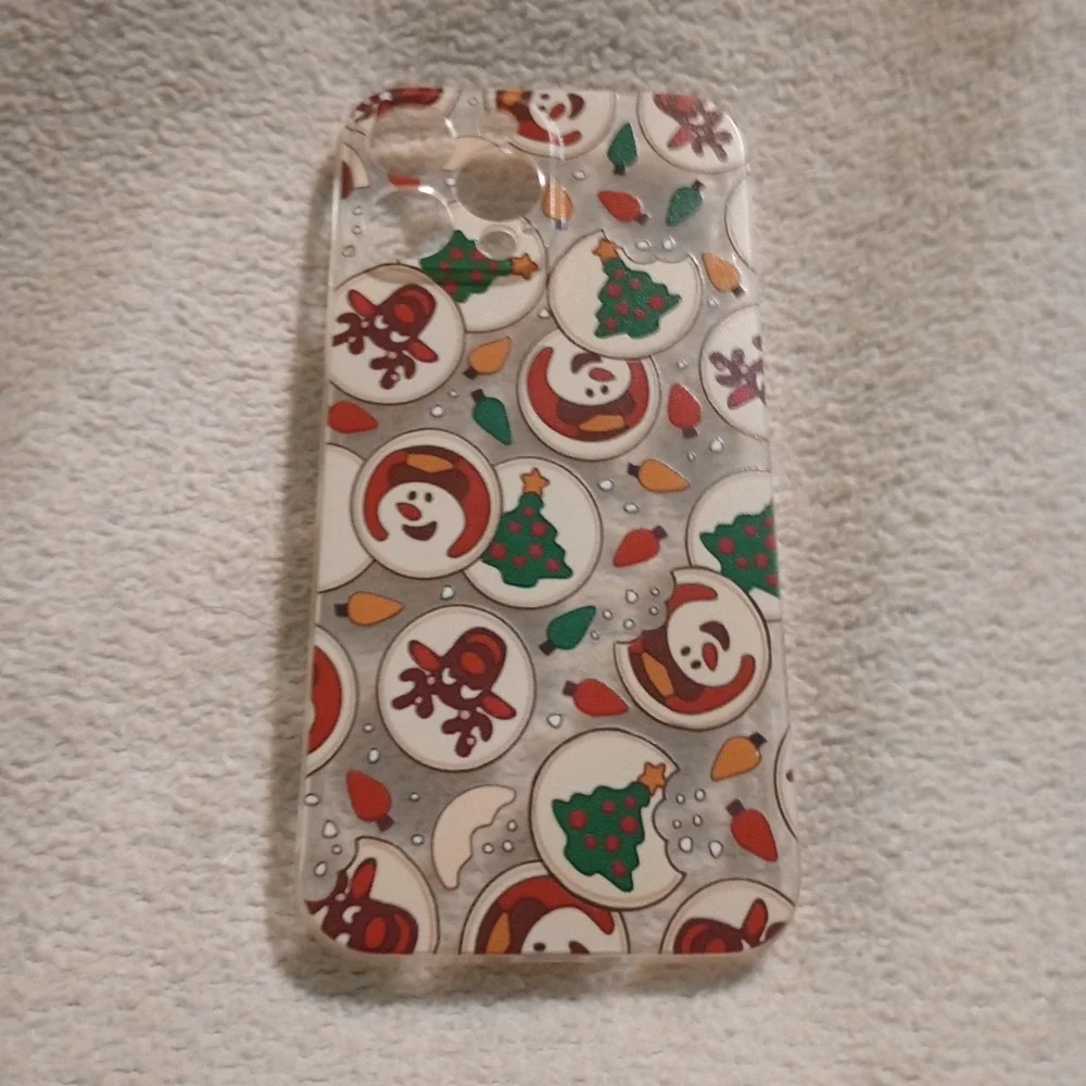 iPhone 13 Pro Max Case Clear Holiday Christmas Cookies Snowman Reindeer Tree